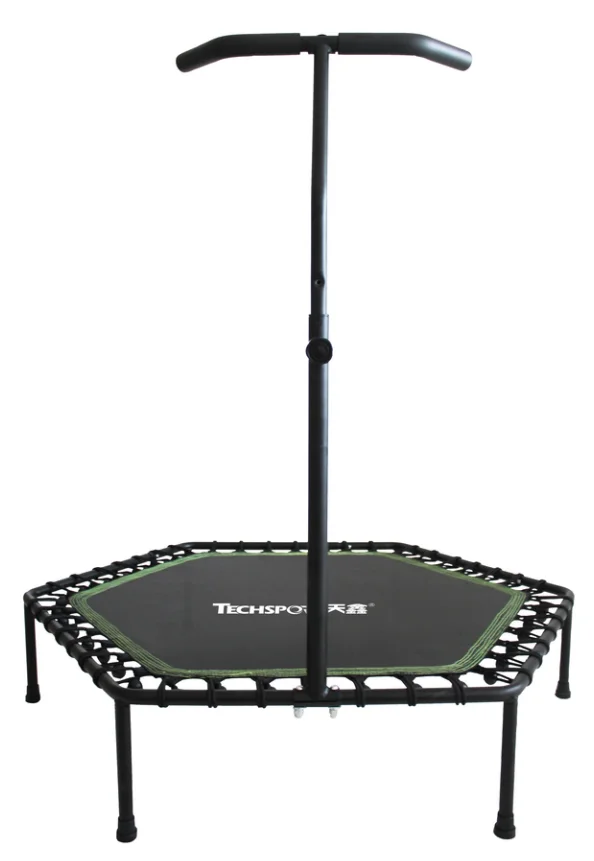 Fitness Trampoline Adjustable Height Handrail Elastic Cord Silent Rebounder Trampoline Non-slip Legs Indoor Adult Cardio Home Wo