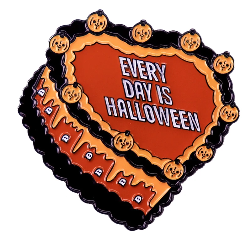 C4902 Cartoon Pumpkin Ghost Decorated Cake Badge Every Day Is Halloween Enamel Pin Lapel Pins Brooch Jewelry Accessories