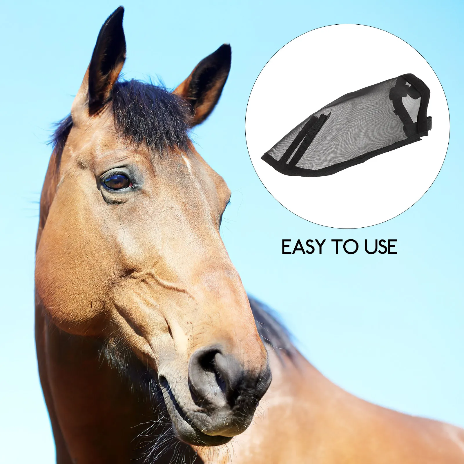 Protector Nasal para Caballos, Malla Transpirable, Barrera Suave Contra Moscas, Uso en Exteriores, Ajuste Cómodo, Resistente a las Moscas