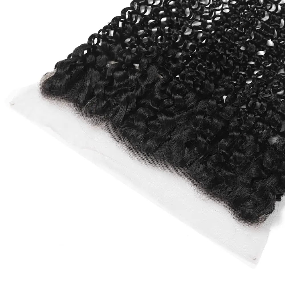 13x4 レースフロントディープカーリーウェーブヘア手織り本物の髪自然な髪の質感マルチサイズ適切な人種黒肌の色