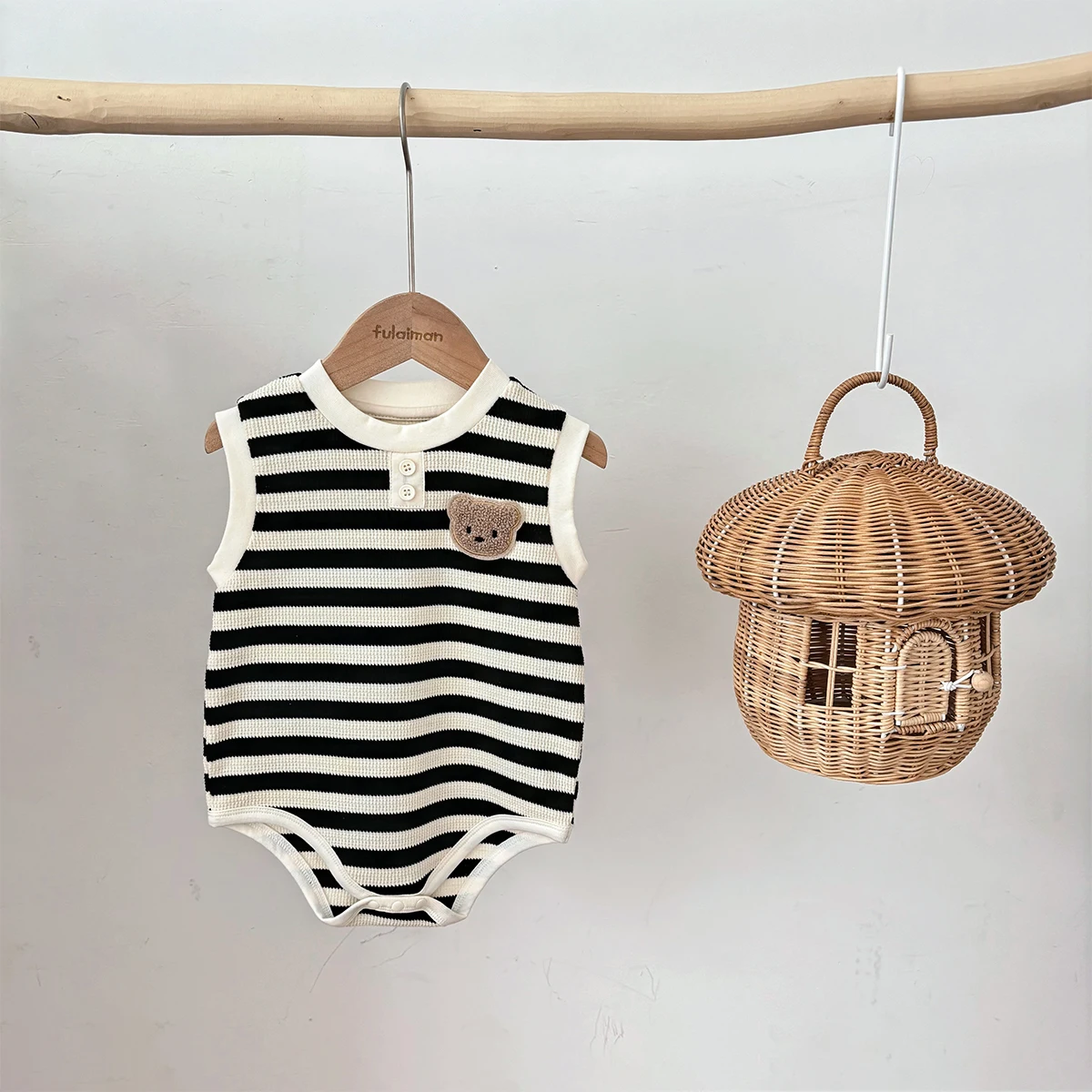 2026 Summer Baby Striped Vest Triangle Bodies Baby Cute Bear Pattern Vest Bodies  127