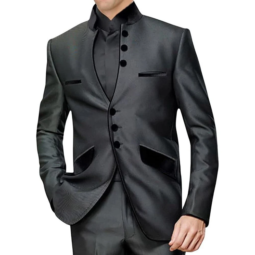 

Customzied Men's Suits High Quality Single Breasted Stand Lapel Slim Fit 2 Piece Jacket Pants Sets Wedding Outfits Blazer 2025