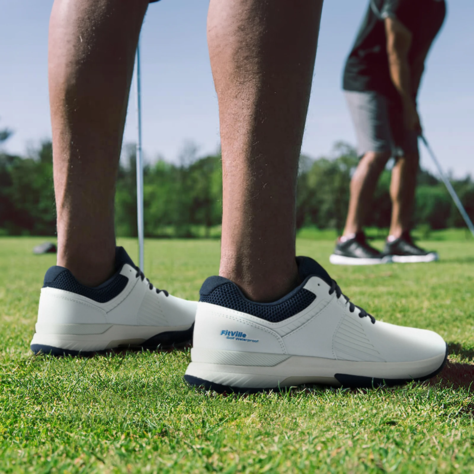 Buty golfowe męskie FitVille antypoślizgowe, odporne na zużycie, wygodne profesjonalne trampki sportowe dla opuchniętych stóp łagodzi ból palców u