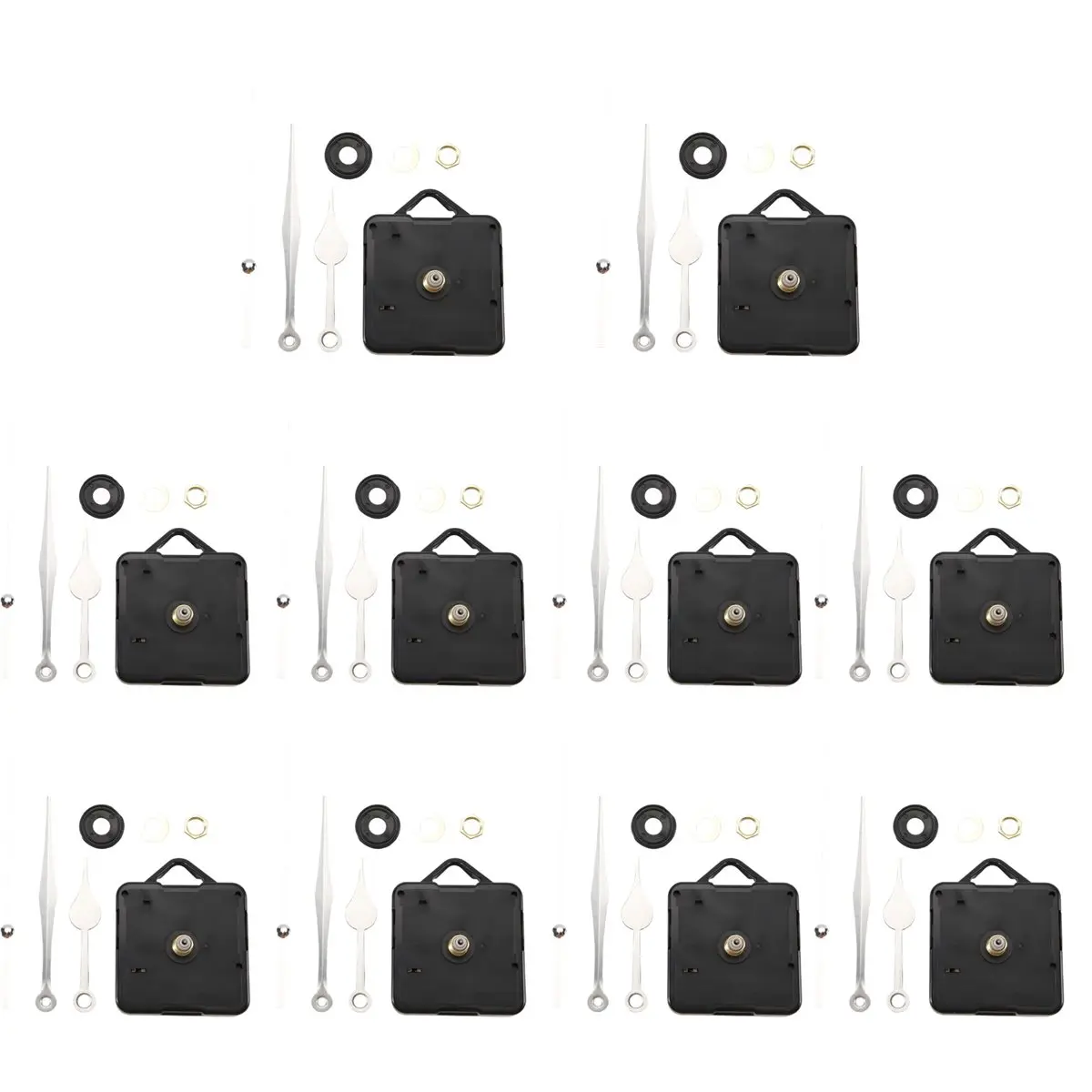 STOCK- 10Pcs DIY Silent Movement Mechanism Spindle Hands Sets Wall Quartz DIY Clock Movement Mechanism Repair Part Clock Kit