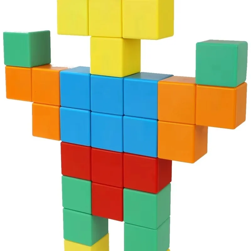 72 pcs DIY 3D Magnetic Construction Cube Building Blocks Kids Puzzle Assembly Game with Square Plastic Building Blocks