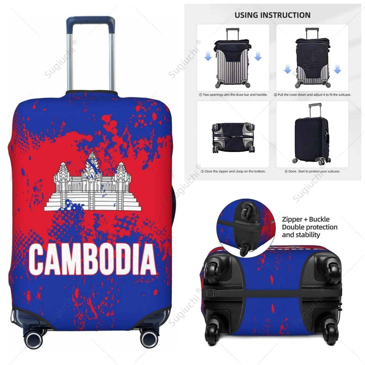 

Cambodia Flag Luggage Cover Suitcase Elastic Dust Case Travel Accessories Printed Baggage Case Protective