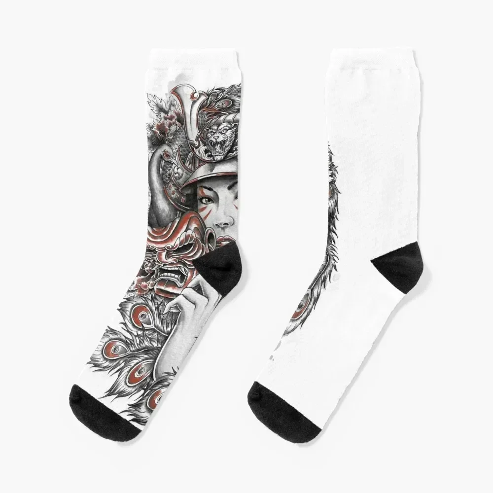 

Peacock Samurai Socks christmas gift Wholesale custom sports hiphop Socks Man Women's