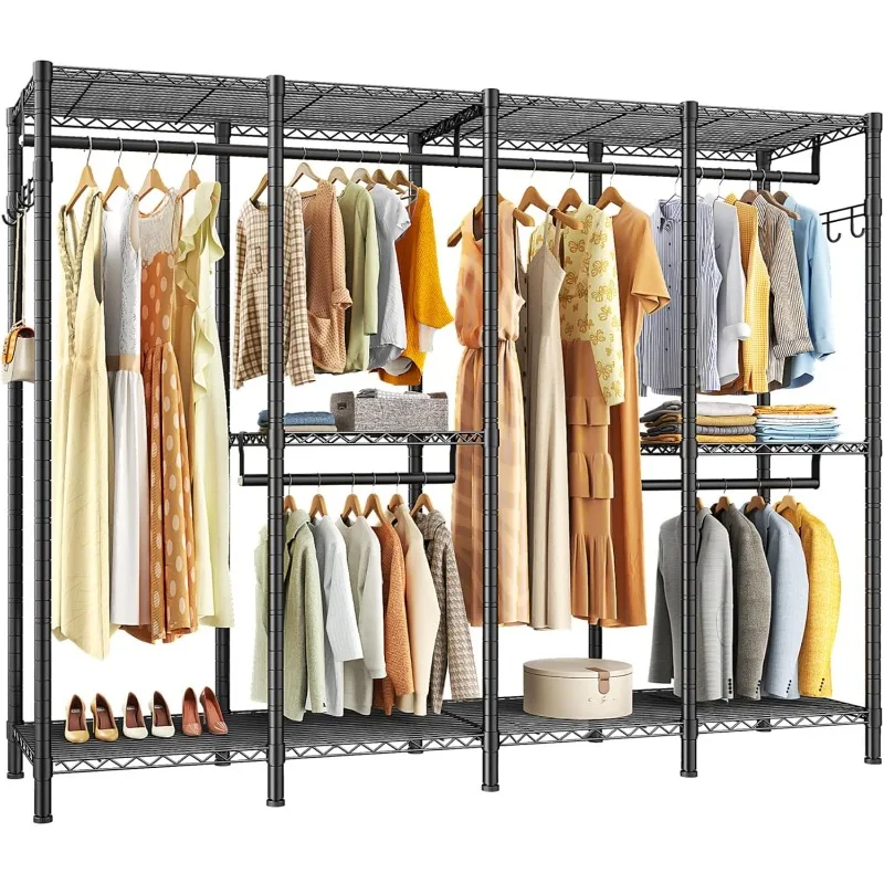 Clothes Rack, Clothing Rack Heavy Duty Clothing Racks for Hanging Clothes 910LBS, Metal Garment Rack Heavy Duty Clothes Rack