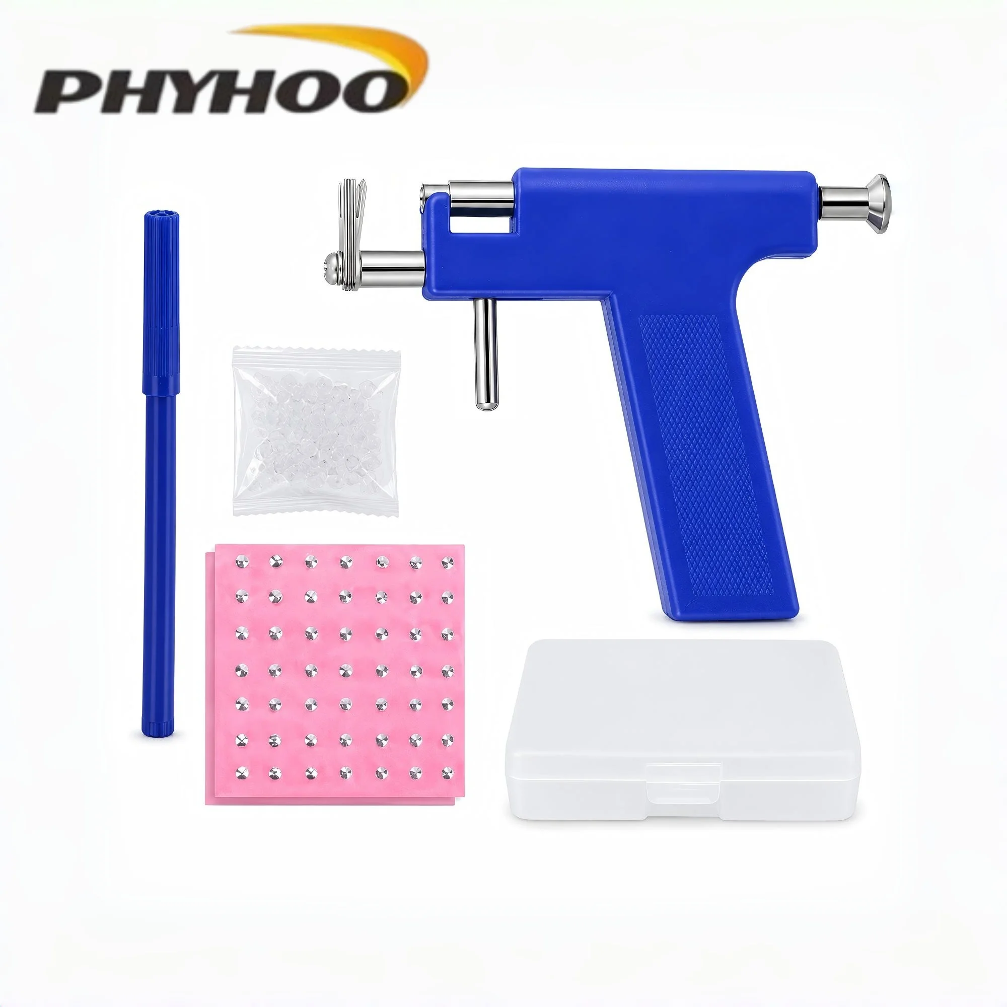 PHYHOO Ear Piercing Gun Kit With 98pcs Stainless Steel Ear Studs Professional Body Piercing Tool For Ear Nose Navel Salon Use