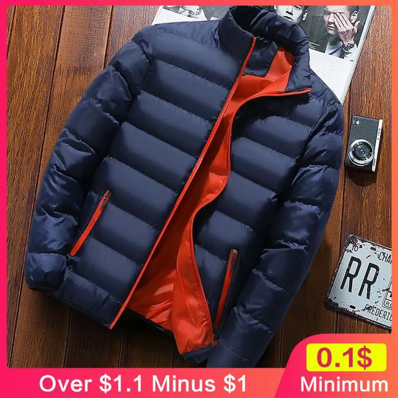 Stand Up Collar Design Padded Casual Fashion Mens Coat 100polyester Fiber Down Jackets Lightweight And Delicate Cotton Coat