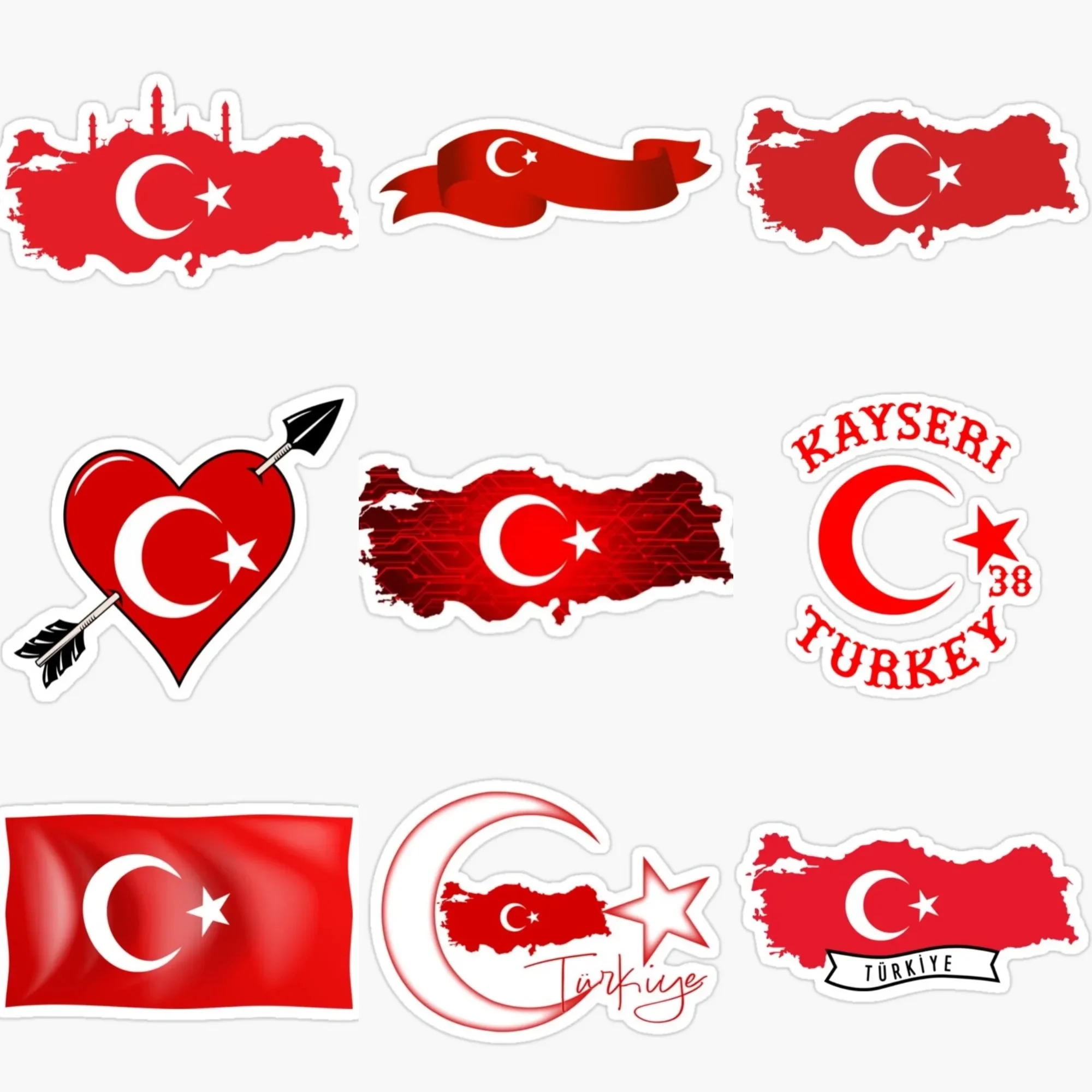 

Turkey TR Flag Map Moon Star National Emblem Creative PVC Car Sticker for Van Truck Fridge Window Wall Decal Accessories