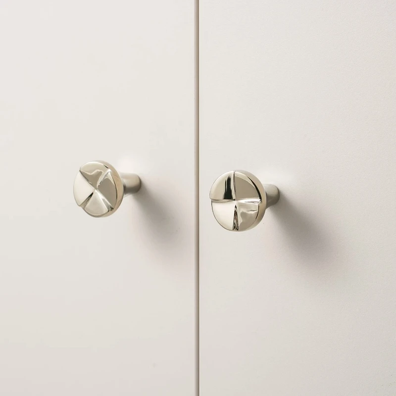 3Pcs Brass Nickel-plated Drawer Small Handle Modern Luxury Cabinet Wine Cabinet Titanium Silver French Hardware Furniture Handle
