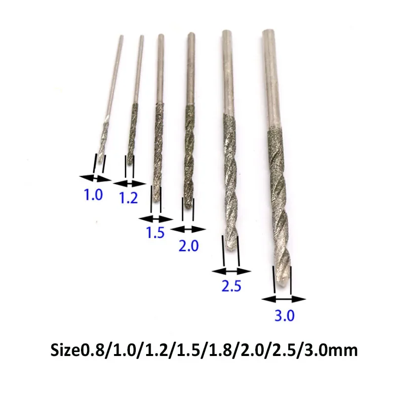 0.8-4mm Diamond Coated Spiral Drill  High Speed Steel Twist Drill Bit  glass Metal Power Tools Drilling drill bit