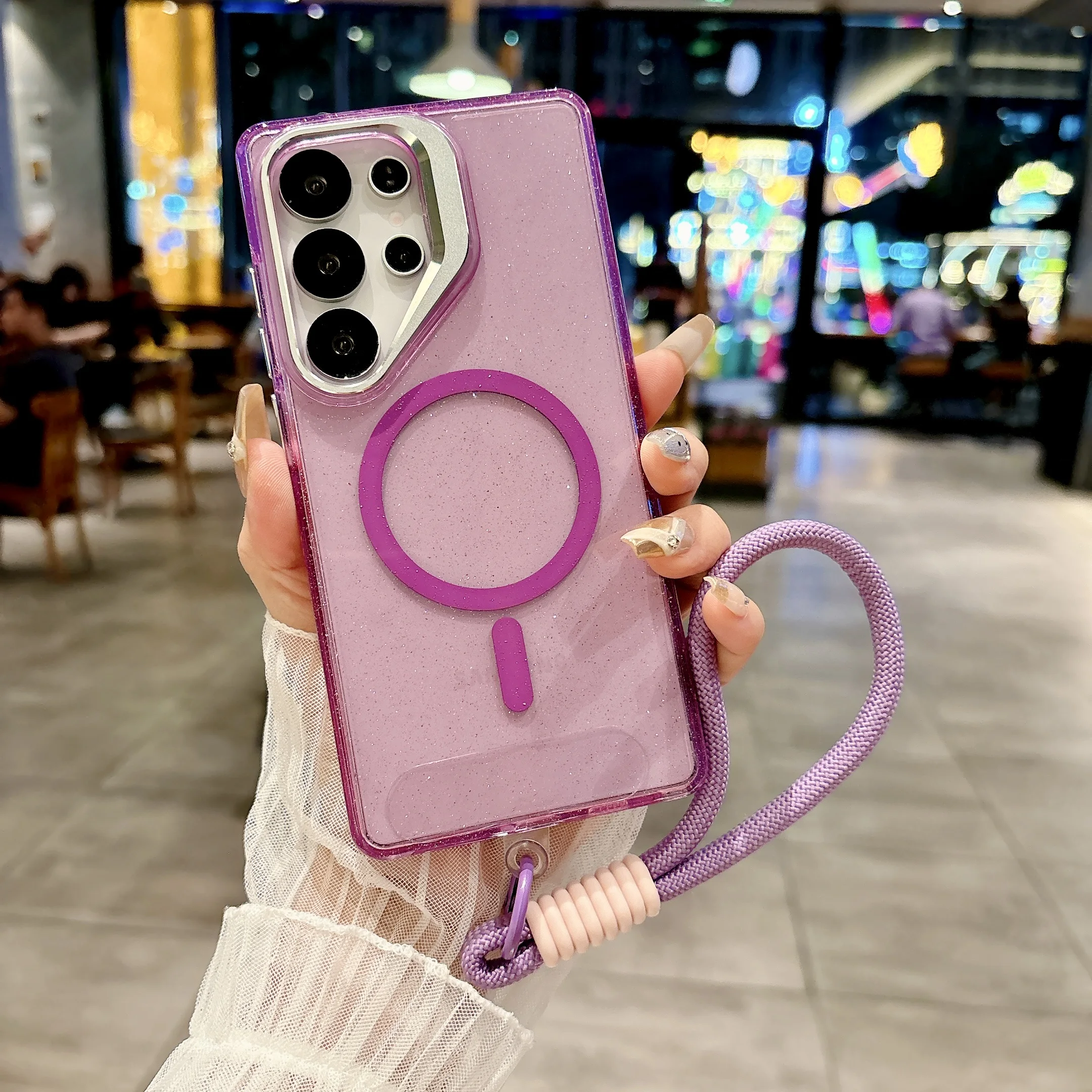 Hand Strap invisible Lens Stand Magnetic Phone Case For Samsung S26 Ultra S25 S24 Plus S23 S22 Not yellowing For Magsafe Cover