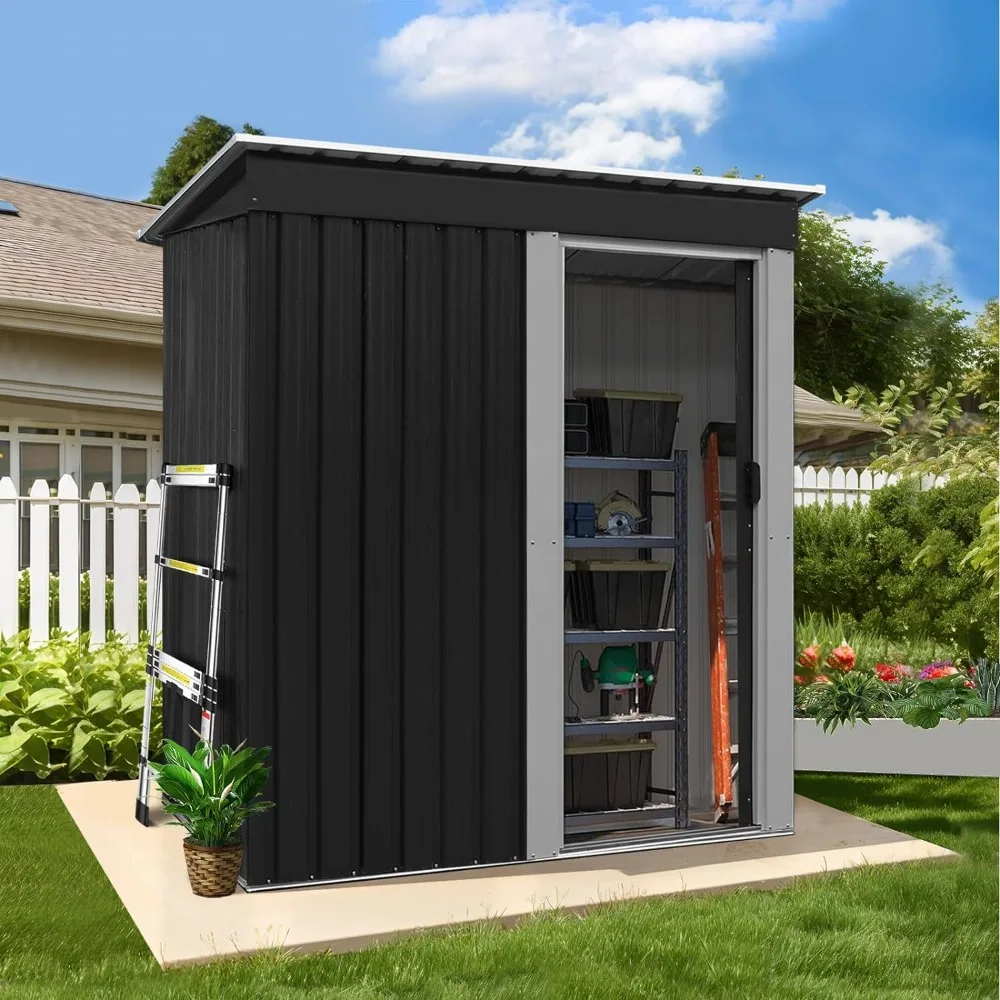 5 X 3 FT Storage Shed, Galvanized Steel Utility Tool Shed Storage House with Pent Roof for Backyard Garden Patio Lawn