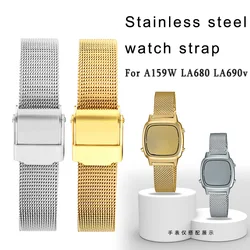 Stainless steel watch strap 13mm 14mm 18mm refined small size silver black rose gold women watchband For CASIO A159W LA680 LA690