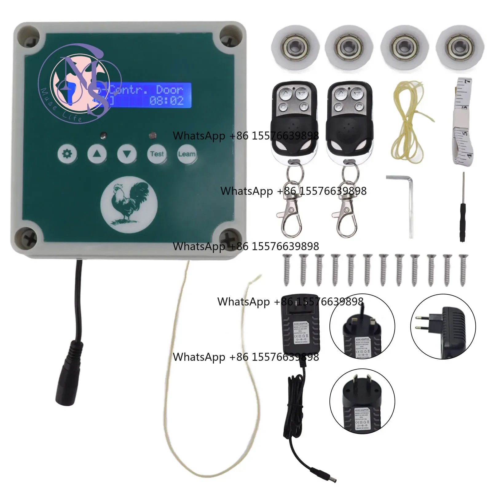 ZOCI-FOR Programmable Automatic Chicken Coop Door Controller, Electric Actuator Motor Set with HD LED Display