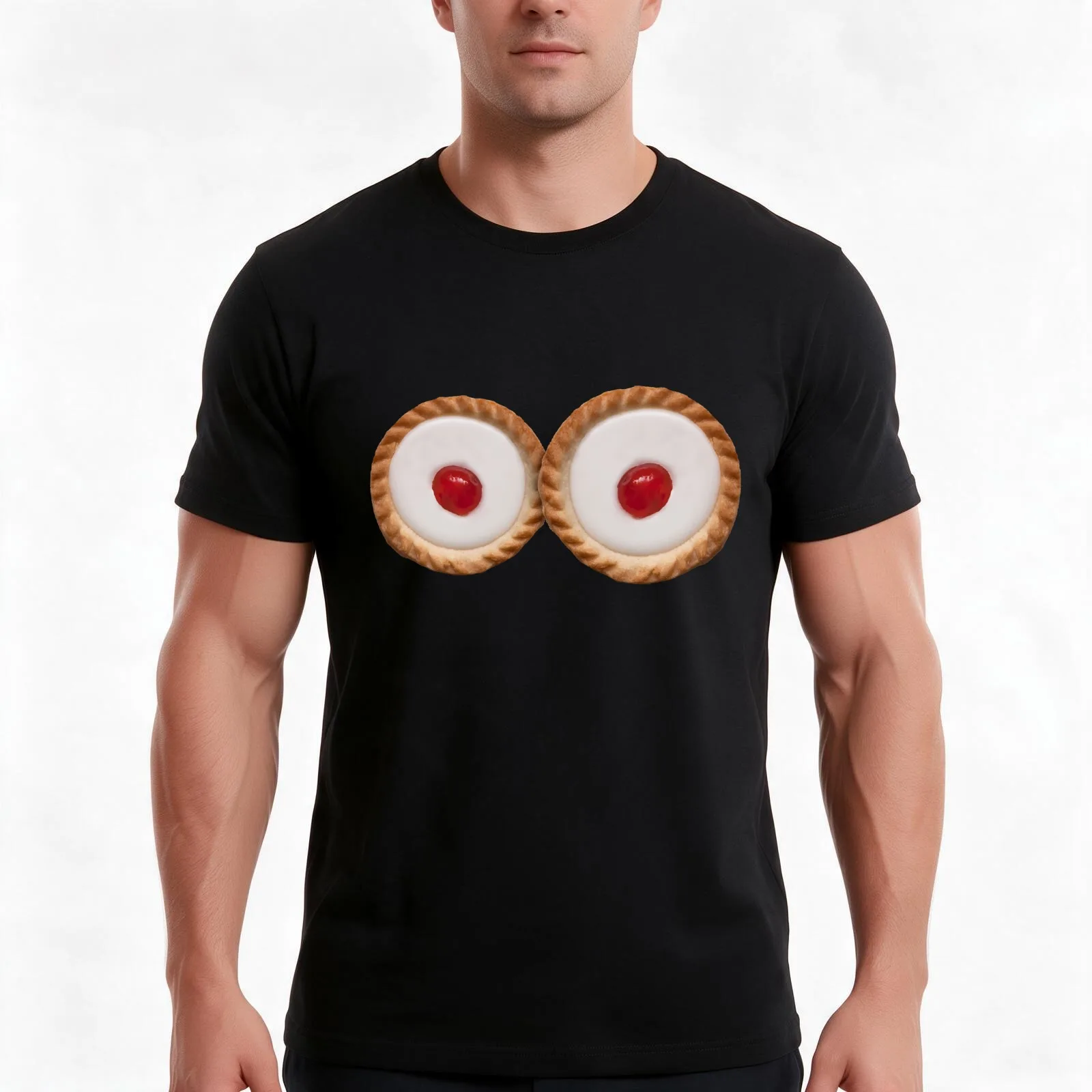 Bakewell Tarts T-Shirt, Summer Casual Cotton Tee, Oversized Streetwear Tops, Vintage Graphic Print, Loose Fit Short Sleeve
