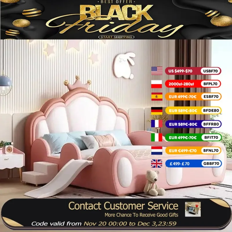 

King Size Decoration Kids Bed Sleeping Boundary Safety Modern Style Children Beds Children Princess Letto Bambini Kids Furniture