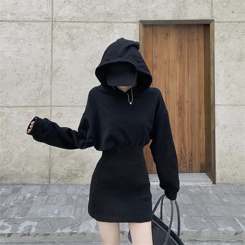 

Hebe Style Hooded Wrap Skirt Women's Autumn Winter New Waist Cinching Slimming Sweet Cool Spicy Fleece Lined Thickened Base S...