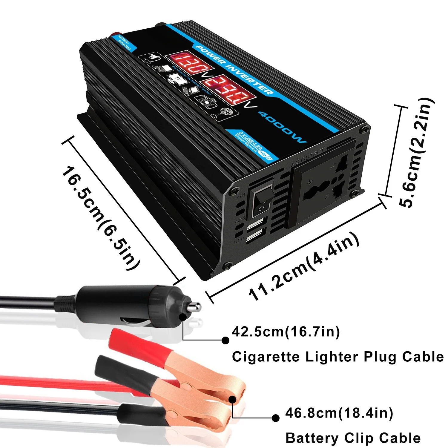 300W Pure Sine Wave Power Inverter – DC 12V to 220V/110V Car Converter with Dual USB & Display, Portable for Home/RV/Solar view 5