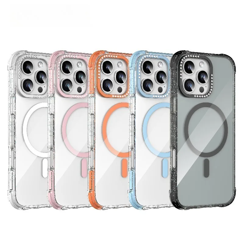 

Чехол MagSafe для телефона iPhone 16 pro max 16 Pro, роскошный чехол для беспроводной зарядки с бриллиантовыми линзами