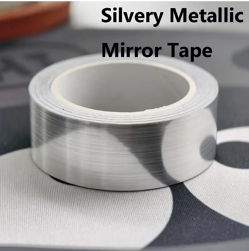 Metallic Silver Mirror Tape - Self-Adhesive Decorative Tape for DIY Crafts Wall Decor TV Frames & Gift Wrapping Decorative Tape