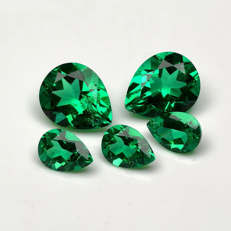 

Top Hydrothermal Columbia Lab Grown Emerald Loose Gemstones Pear Cut Diamond With AGL Certificate