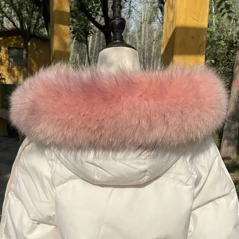 Collo in pelliccia di procione naturale da donna Mantieni caldo Sciarpa rossa Cappotto invernale Sciarpe di volpe di lusso Decora sciarpe firmate di moda femminile