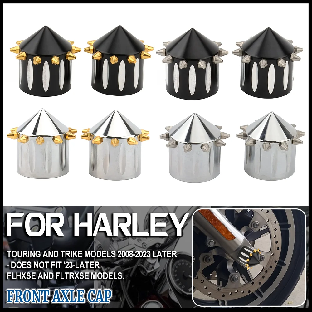 

2x Motorcycle Front Axle Nut Cover Caps CNC Aluminum For Harley Sportster XL XG Touring Dyna Fat Bob Wide Glide Softail VRSC