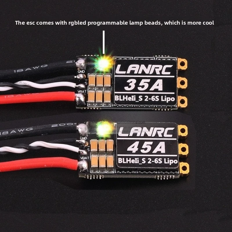 

LANRC35A45A-Marco de cuadricóptero RC FPV, 35A 45A BLHeli_S BLS 2-6S ESC, LED RGB programable incorporado, ONESHOT125 d-shot