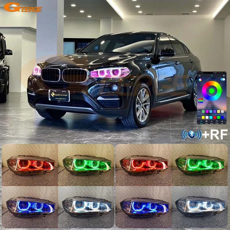 For BMW X5 X6 F15 F16 F85 F86 2014 2015 2016 - 2019 Bluetooth APP Multi Color Crystal DTM Style RGB LED Angel Eyes Halo Rings