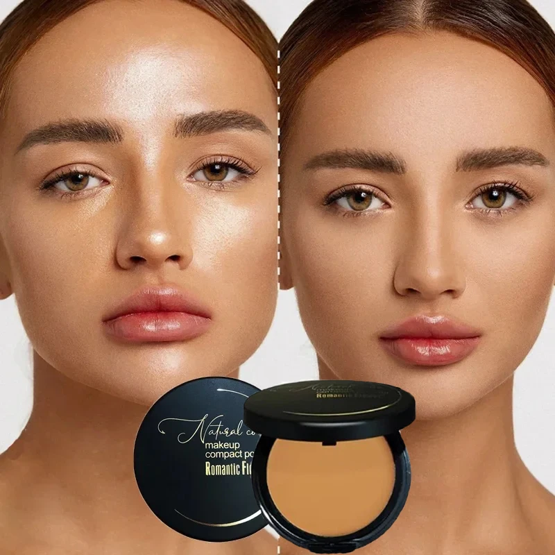 Setting PowderOil ControlBrightening Concealer Matte Waterproof Long-lasting No Smudge Compact Makeup for Women Girls Daily Use