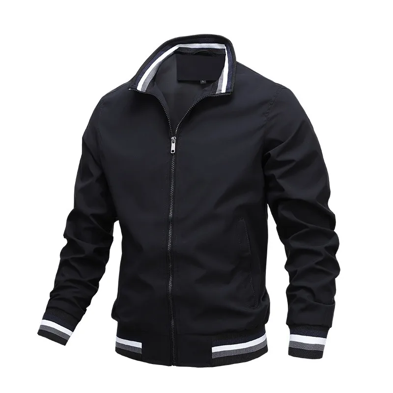 

Autumn and Winter Men's Stand Collar Casual Zipper Jacket Outdoor Sports Coat Windbreaker Jacket for Men Waterproof Bomber