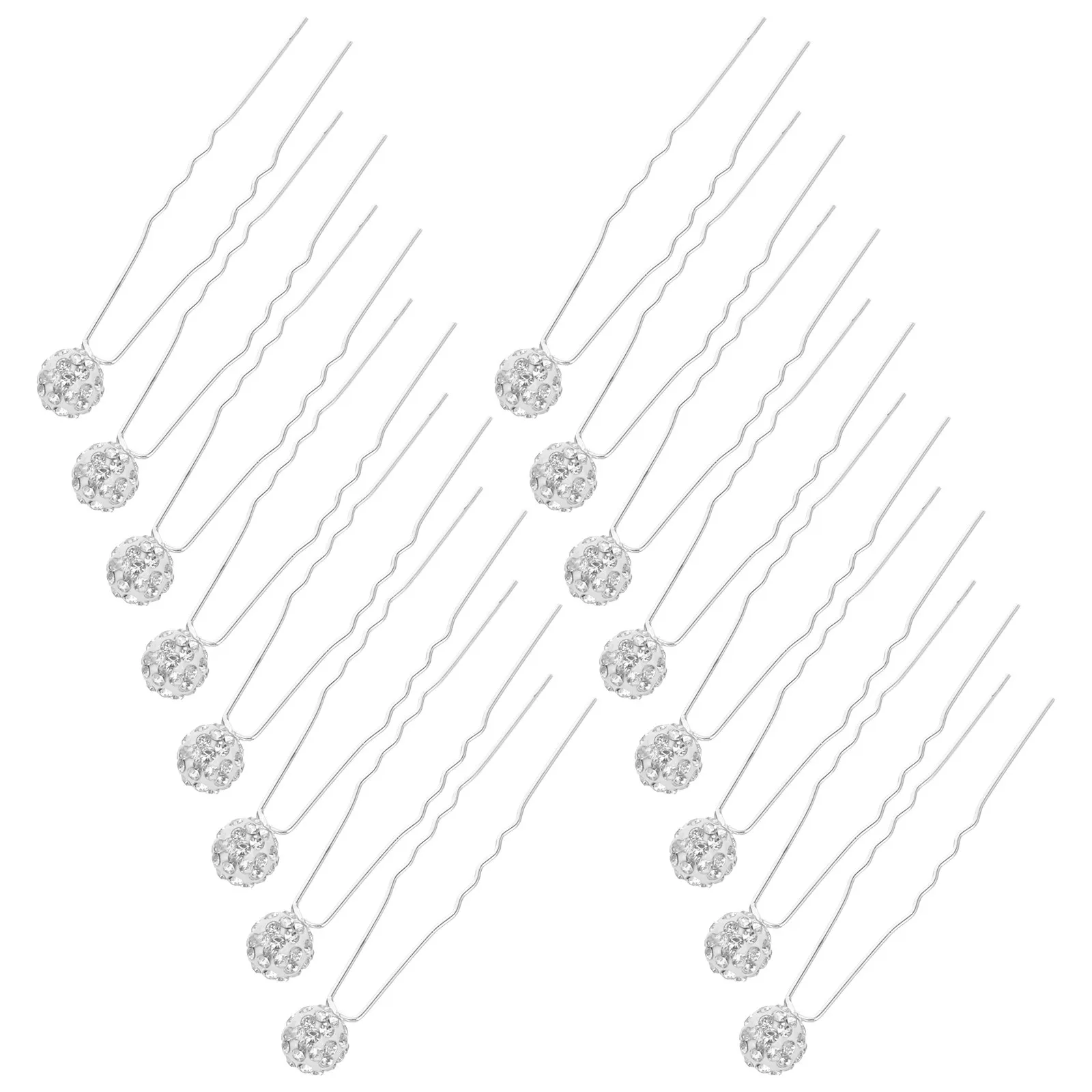 

20Pcs U-Shaped Metal Hair Forks Rhinestone Ball Design Elegant Bridal Hair Sticks for Wedding Updo Hairstyles Bride Headpiece