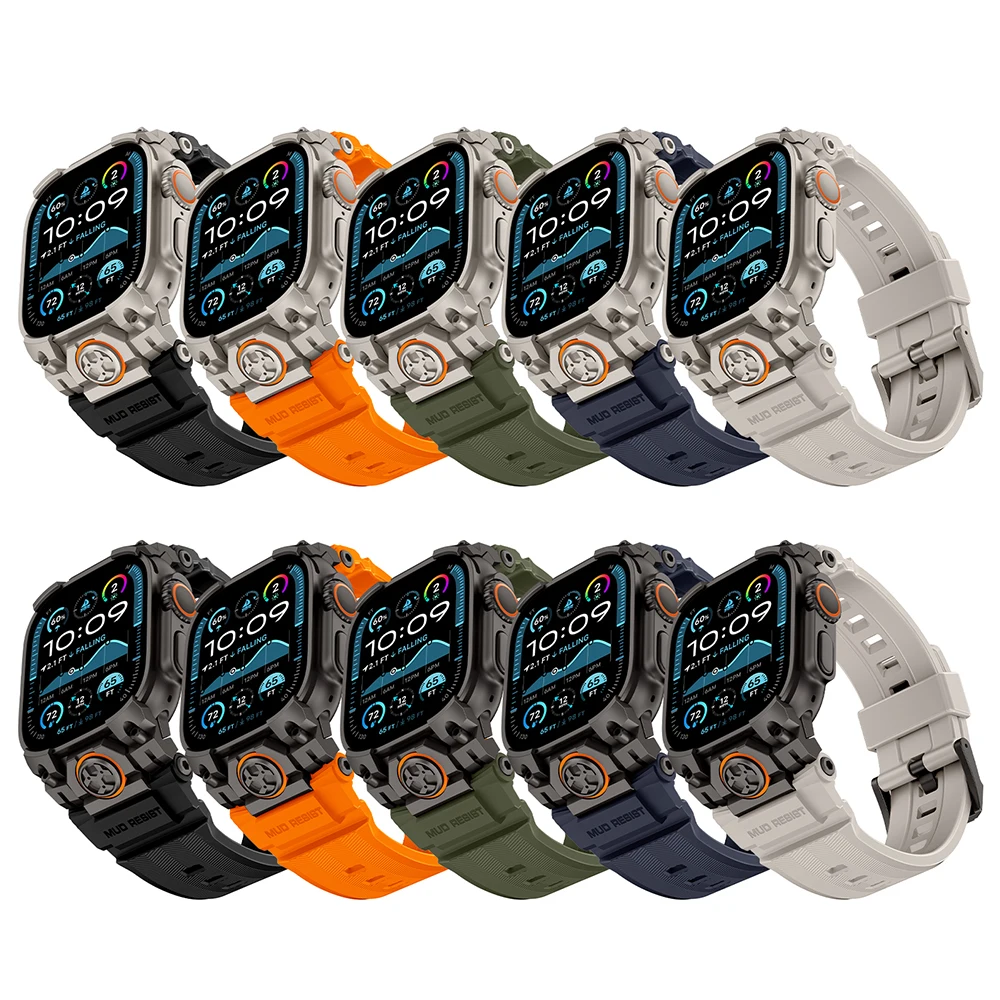 สายนาฬิกาซิลิโคนสแตนเลสสำหรับ Apple Watch Ultra 3 49 มม. สายรัดข้อมือสปอร์ตสุดหรูสำหรับ Iwatch Ultra 2 1 49 มม. สำหรับผู้ชาย สายรัดข้อมือสำหรับกิจกรรมกลางแจ้ง