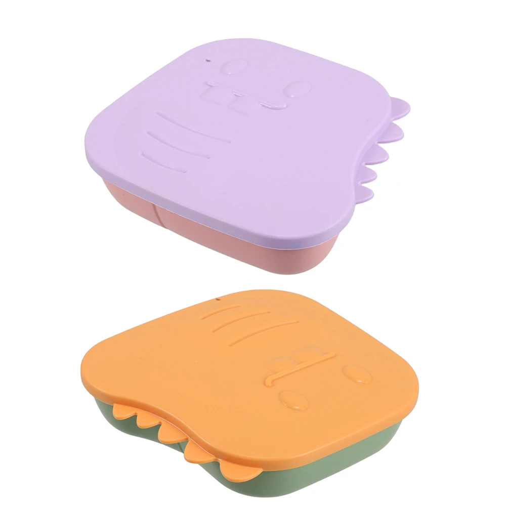 

2pcs Children's Plate Baby Dishes Suction Bottom Toddler Plates Large Capacity Cartoon Mealtime Set Kids Compartment Anti Slide