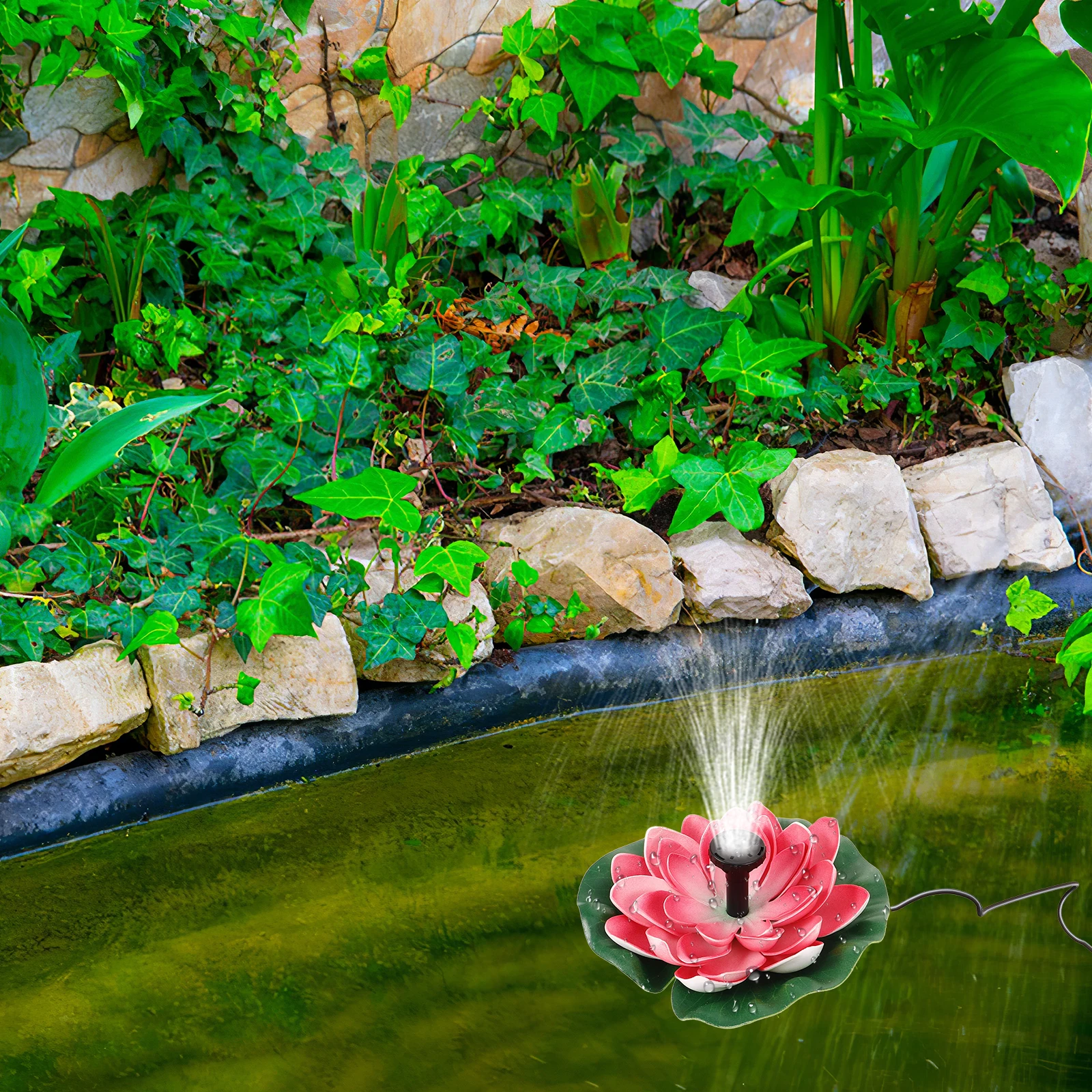 

1 set Solar Powered Floating Fountain Lotus Leaf Flower Combination Pond Garden Decorative Water Pump for Outdoor Landscape Use