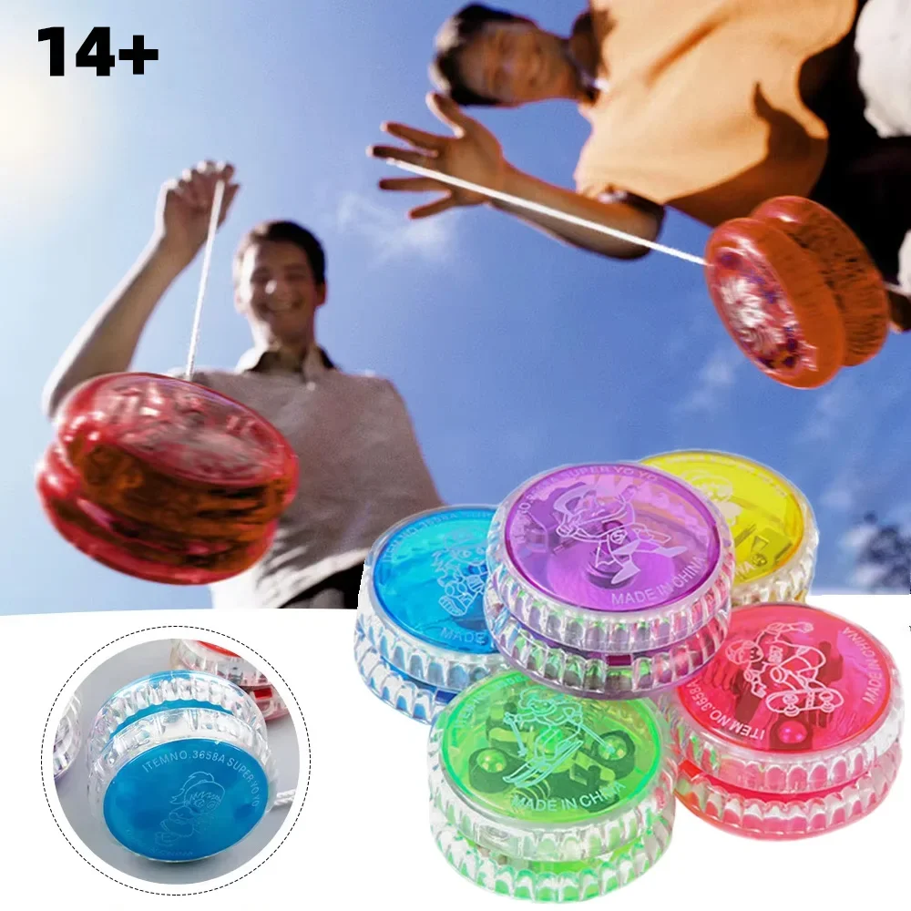 Light Up Yo Yo Responsive Balls High-speed Flashing Plastic Yo-yo Balls with Spinning String for Boys Girls Children Kids Toys
