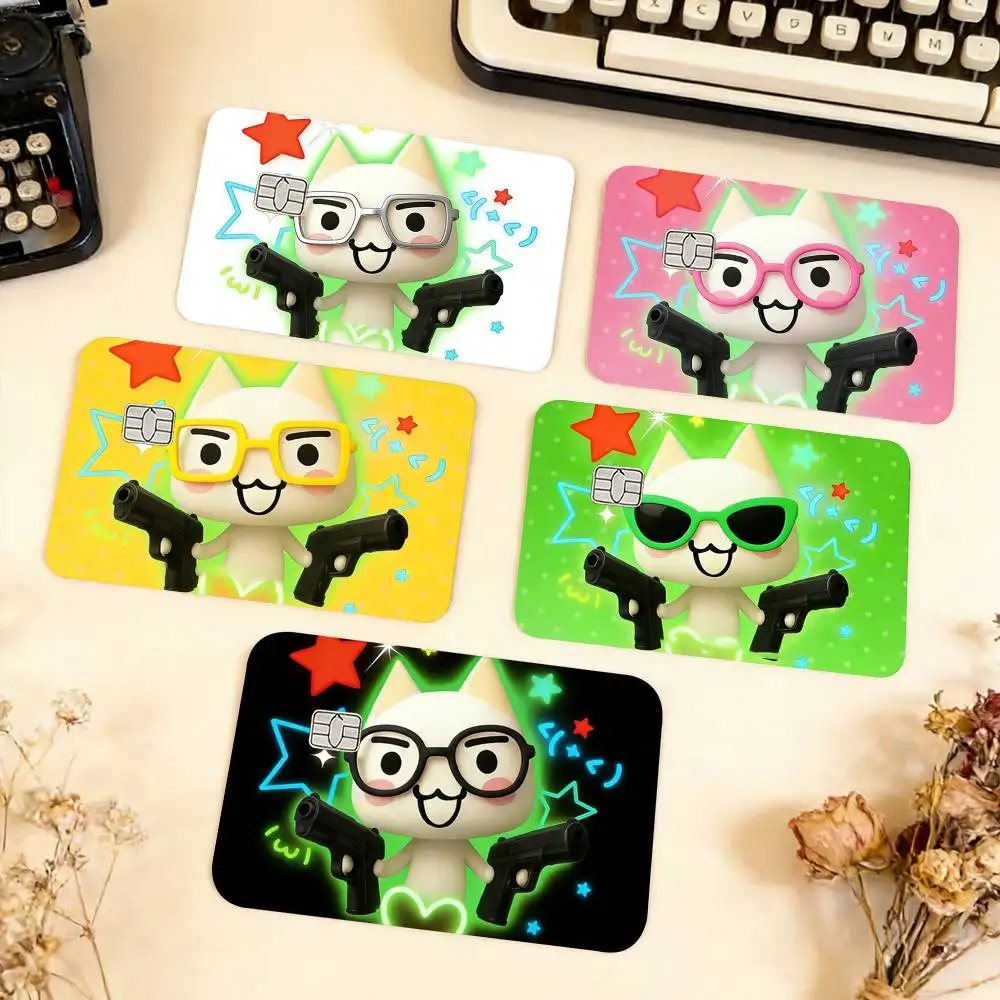 

cute I-Inoue Cat Waterproof Film Skin Cover Credit Card Stickers Debit Front Bank Bus Pass