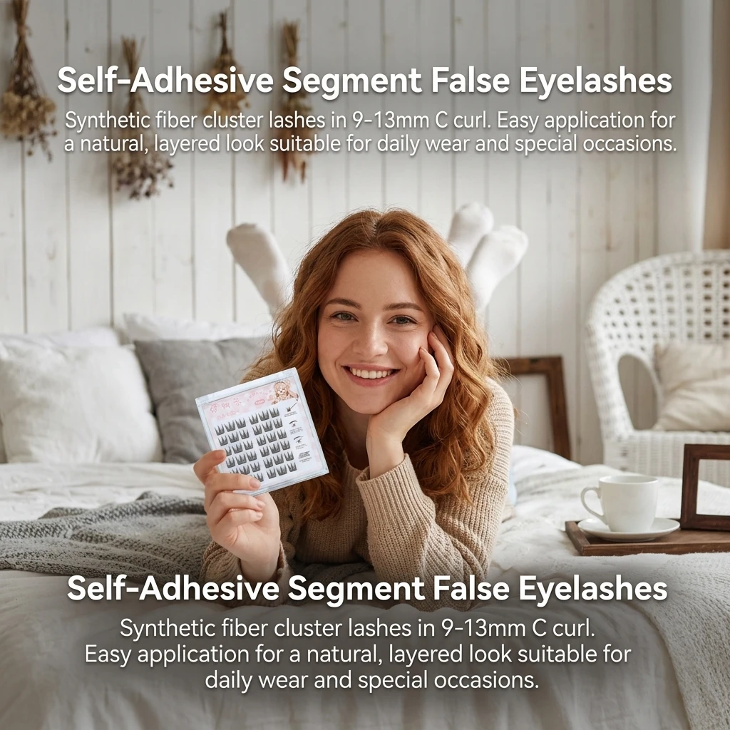 1 Box Cluster Lashes Synthetic Fiber Natural Look False Eyelashes for Daily Makeup C Curl Self Adhesive Glue Free Reusable