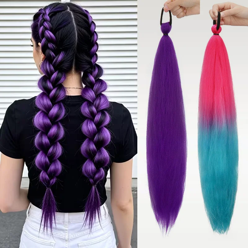 26Inch Synthetic Long Yaki Straight Pre-Stretched Braiding Hair Extensions Suitable for Women  Daily Use DIY Cosplay Party