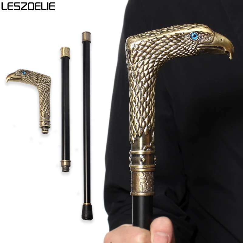 Bronze Eagle-Head Walking Stick Cane for Men Fashionable Elegant Decorative Hand Cane Vintage Style Party Accessory