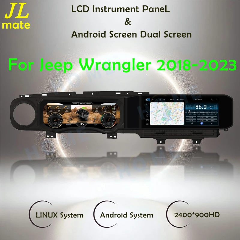 

Dual Screen Android 13 Car Multimedia Player For Jeep Wrangler 2018 - 2023 Radio GPS Navigation Stereo CarPlay Dashboard Auto