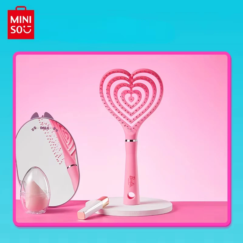 MINISO Barbie Massage Comb Heart Fluffy Styling Bone Comb Portable Hair Tool Women Home Hand Held Hair Styling Adjuster Gifts