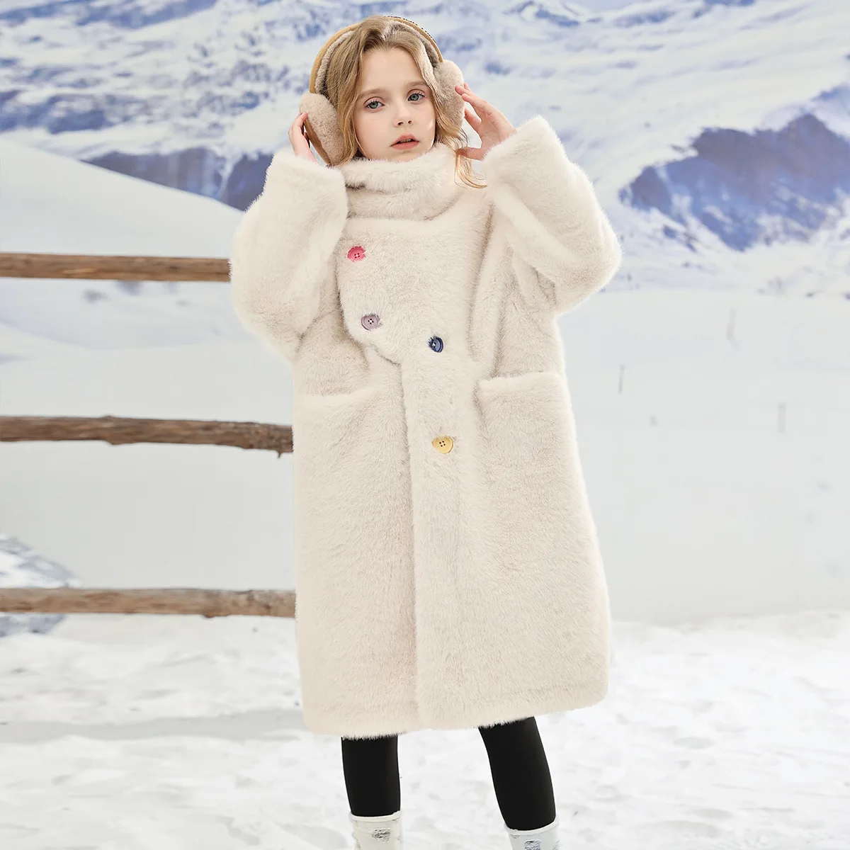 

Children Light Luxury Leather Jacket 2025 Autumn and Winter New Girls Imitation Mink Fur Little Girls Fur Coat Medium Long Style