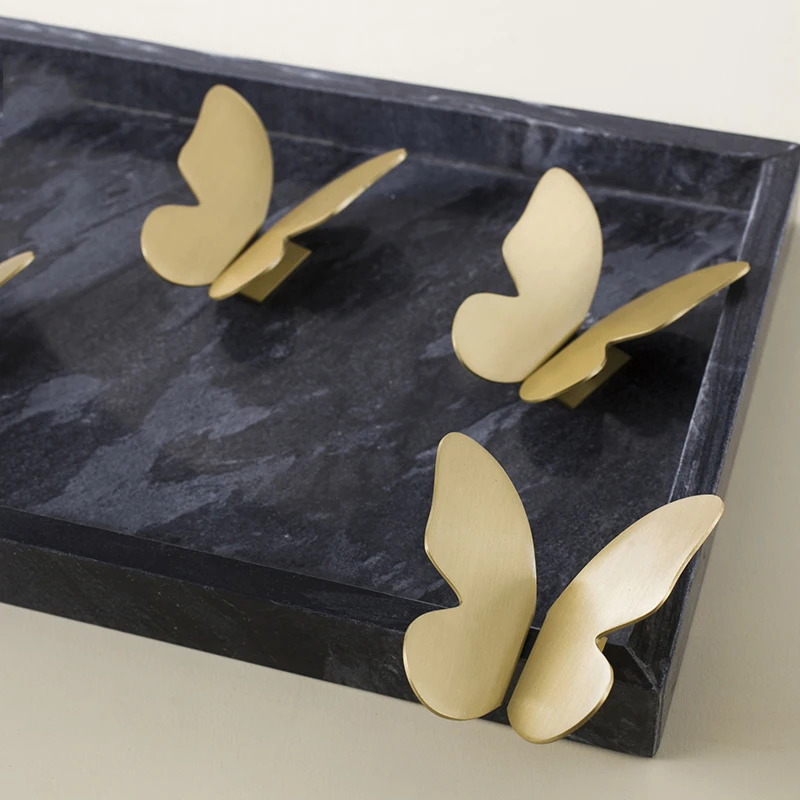 Pink/ White/ Black/ Gold Solid Brass Butterfly Knobs Cupboard Pulls Kitchen Cabinet Drawer Handles Furniture Decor Hardware