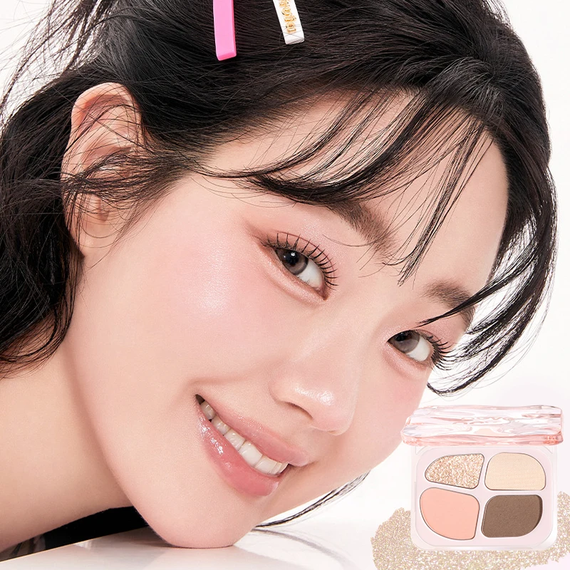 4색 아이 하이라이터/언더 아이 쉐이드 - 매트 아이백 메이크업, 쉬머 & 글리터 마감, 오래 지속, 방수, 번짐 없음