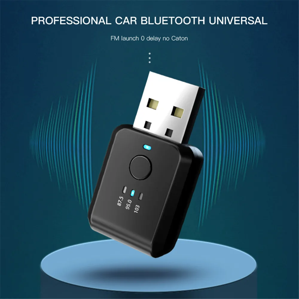 Ricevitore trasmettitore per auto Bluetooth 5.1 Chiamata in vivavoce Kit per auto Mini USB Power Adattatore audio wireless automatico per radio Fm