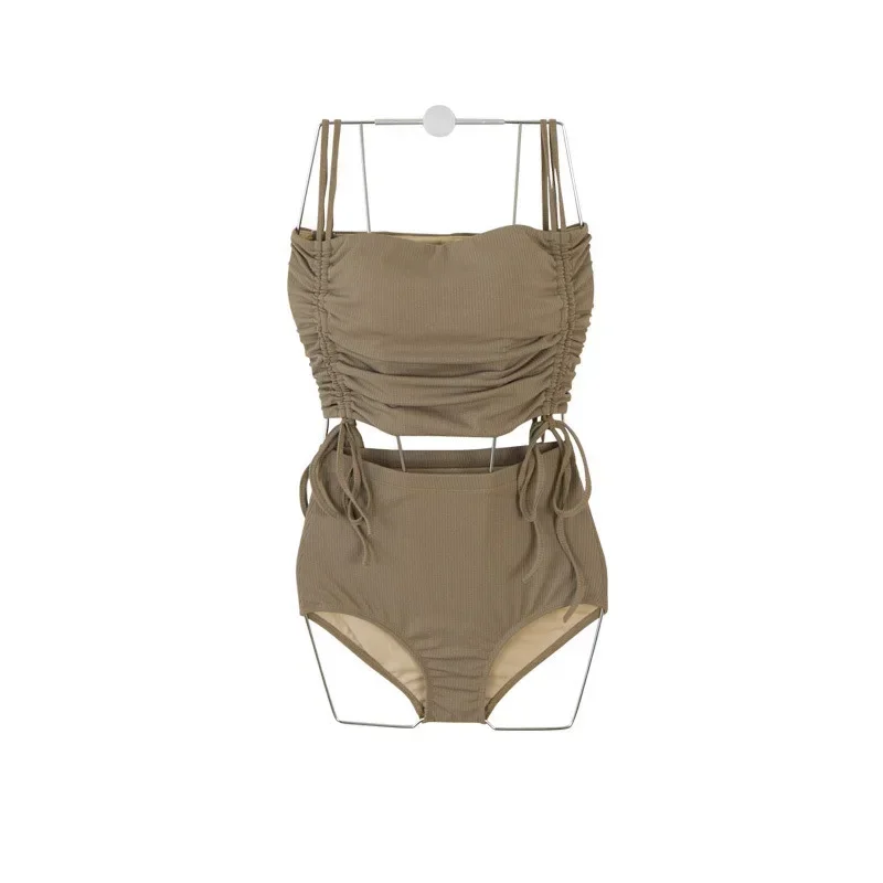 섹시 비키니 세트 작은 가슴 모아주는 투피스 스트랩리스 써멀 스프링 수영복 트렌디 인터넷 셀럽 크로스보더 디자인